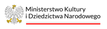 Logotyp składa się ze znaku orła białego z żółtą koroną i żółtymi szponami oraz napisu czarną czcionką:  Ministerstwo Kultury i Dziedzictwa Narodowego. 